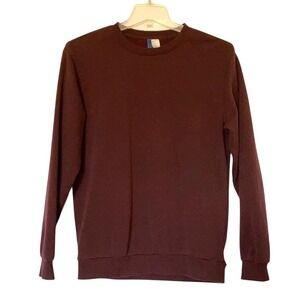 H&M Divided Mens Small Burgundy Maroon Crewneck Fleece Pullover Sweatshirt